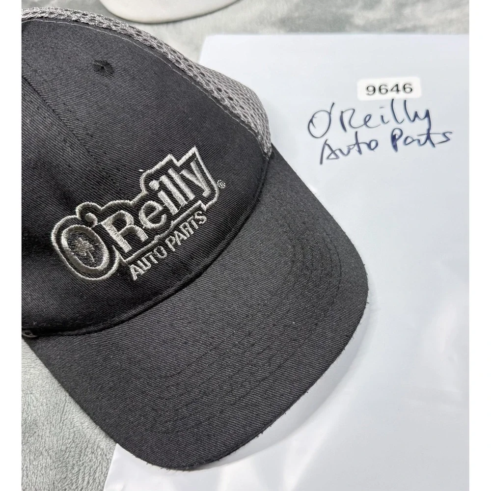 OReilly Auto Parts Trucker Hat Mens Adjustable Black Gray Mesh Snapback